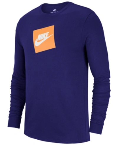 Shop Nike Men's Sportswear Futura Shoebox Logo Long-sleeve T-shirt In Rgncy Purple