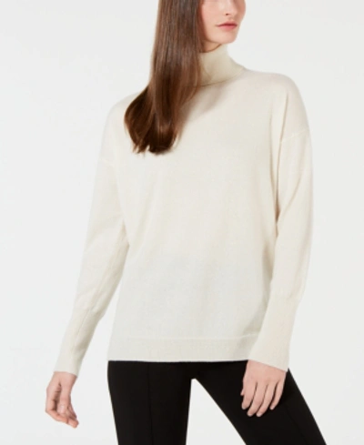 Shop Calvin Klein Cashmere Solid Turtleneck Sweater In Ivory