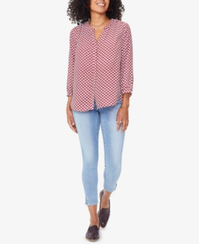 Shop Nydj Pleated Blouse In Leaf Tops Gooseberry
