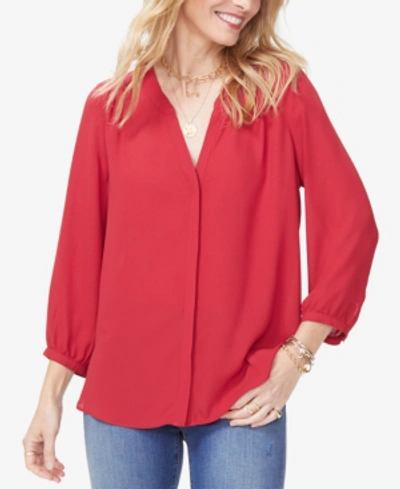 Shop Nydj Pleated Blouse In Gooseberry