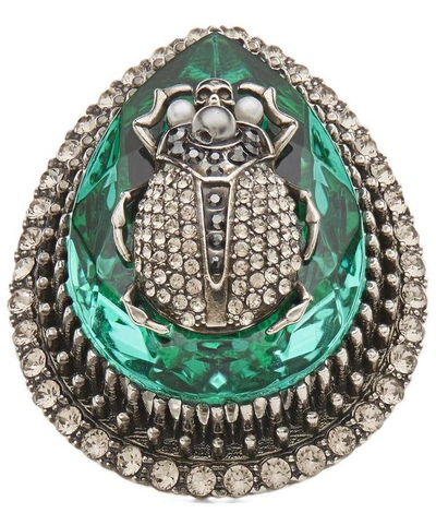 Shop Alexander Mcqueen Jewel Beetle Ring In Silver