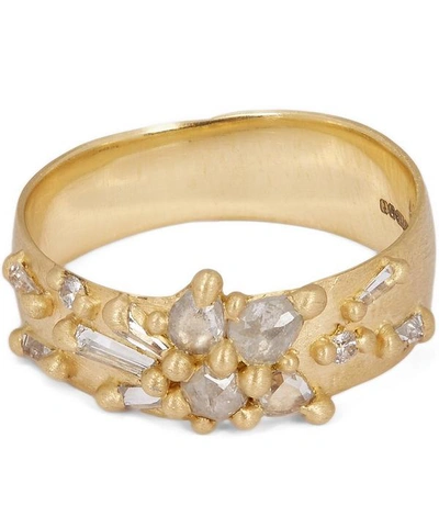 Shop Polly Wales Gold Frosty Diamond Lotus Ring