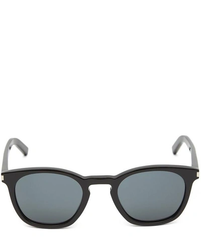 Shop Saint Laurent Rounded Sunglasses In Black