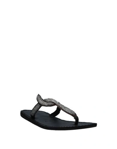 Shop Laidback London Toe Strap Sandals In Black