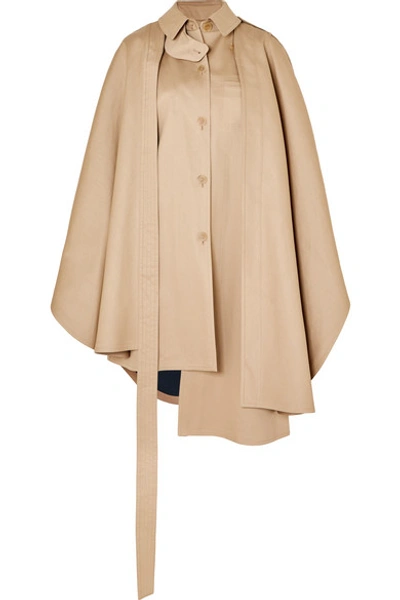 Shop Loewe Oversized Asymmetric Cotton-canvas Cape In Beige