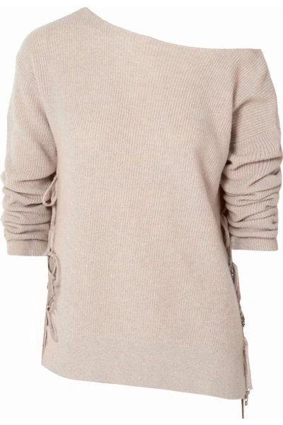 Shop Altuzarra Templar Tie-back Ribbed Cashmere Sweater In Beige