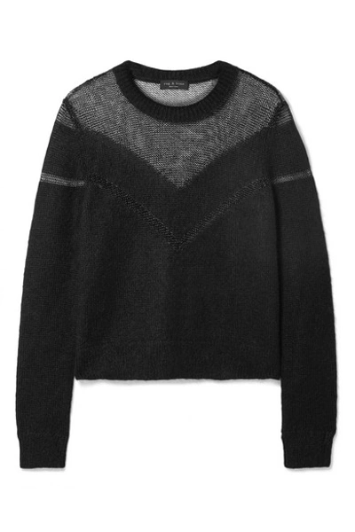 Shop Rag & Bone Blaze Paneled Open-knit Sweater In Black
