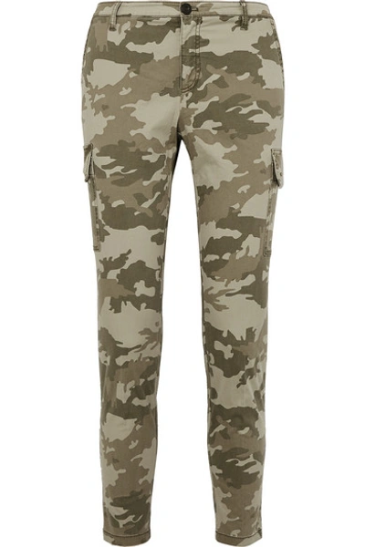 Shop Atm Anthony Thomas Melillo Camouflage-print Cotton-blend Slim-leg Pants In Green