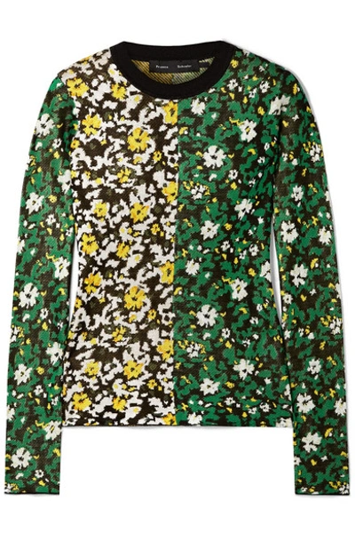 Shop Proenza Schouler Floral-print Silk-jacquard Sweater In Green