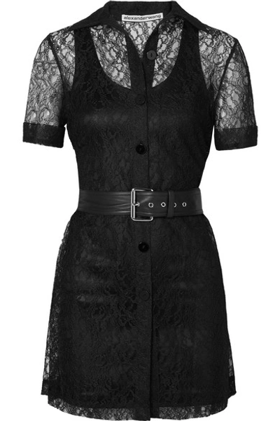 Shop Alexander Wang Belted Lace Mini Dress