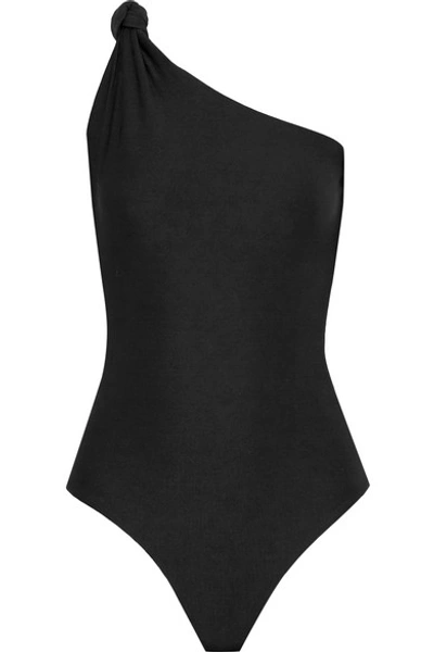 Shop Alix Laurel One-shoulder Stretch-jersey Bodysuit In Black