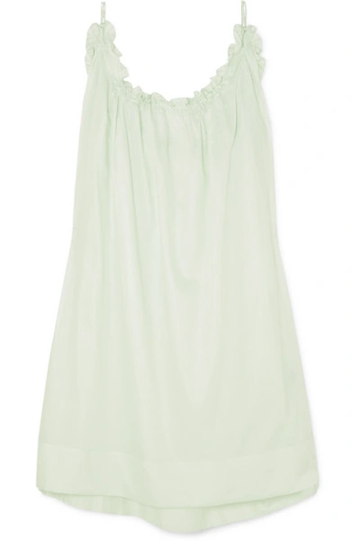 Shop Three Graces London Nightingale Ruffled Cotton-voile Nightdress In Mint