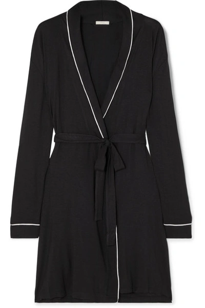 Shop Eberjey Gisele Stretch-modal Jersey Robe In Black
