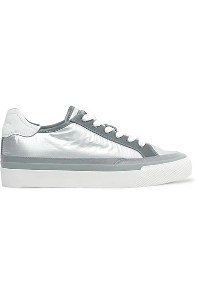Shop Rag & Bone Army Leather-trimmed Metallic Ripstop Sneakers In Silver