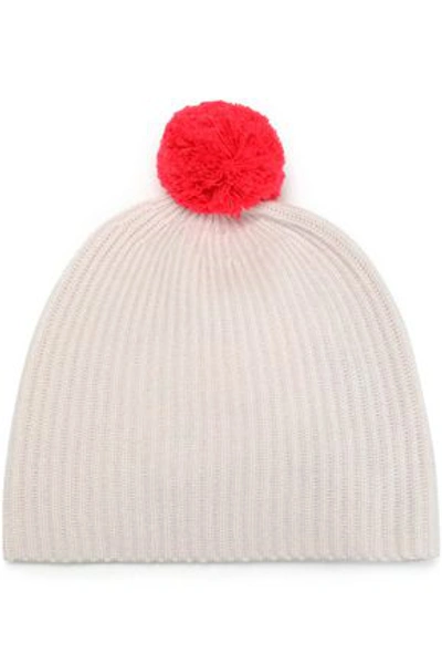 Shop Duffy Pompom-embellished Ribbed Cashmere Beanie In Baby Pink