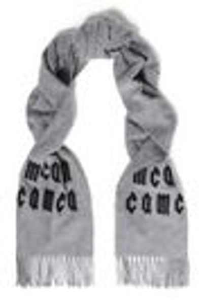 Shop Mcq By Alexander Mcqueen Mcq Alexander Mcqueen Woman Embroidered Wool Scarf Gray