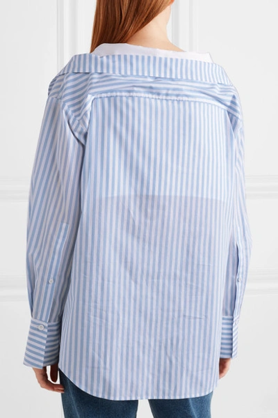 Shop Adeam Layered Striped Cotton-poplin Shirt In Light Blue