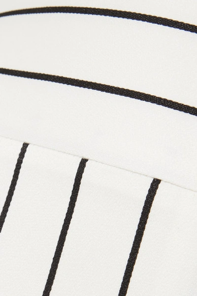 Shop Galvan Pinstriped Crepe Wide-leg Pants In White