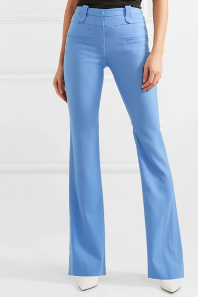 Shop Altuzarra Serge Wool-blend Piqué Bootcut Pants In Blue