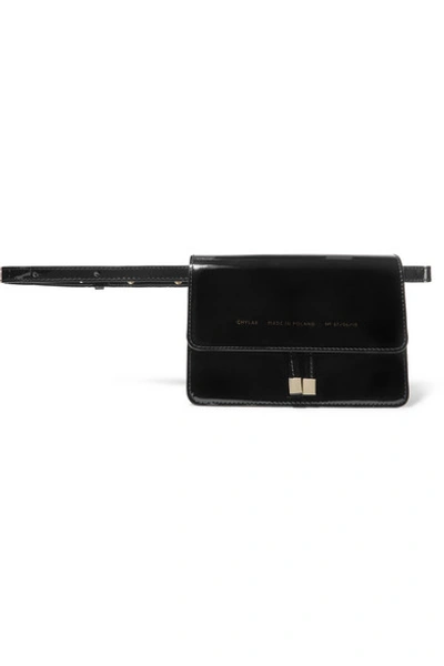 Shop Chylak Mini Patent-leather Belt Bag In Black