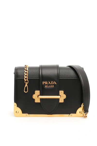 Shop Prada Cahier Shoulder Bag In Black