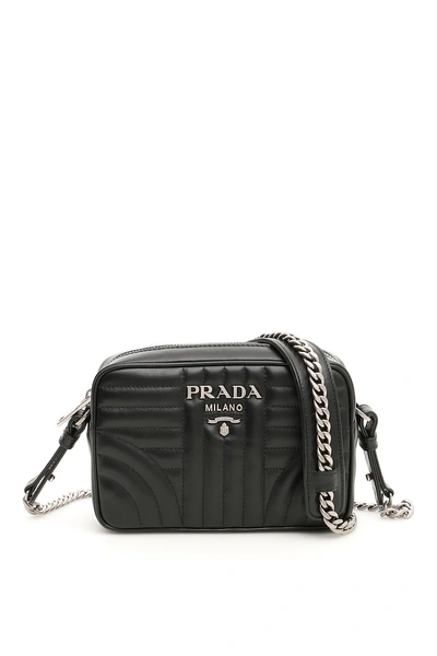 Shop Prada Diagramme Quilted Bag In Black