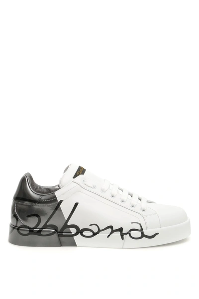 Shop Dolce & Gabbana Portofino Sneakers In Bianco Rutenio