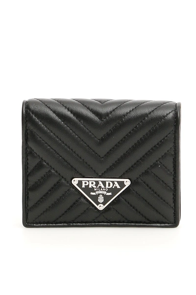 Shop Prada Quilted Nappa Wallet In Black