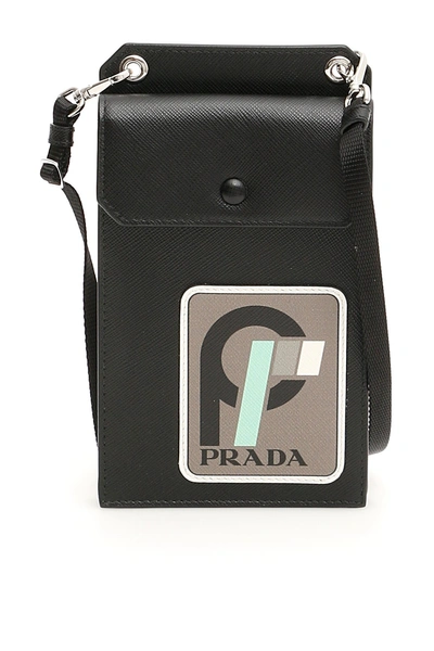 Shop Prada Saffiano Phone Case In Black
