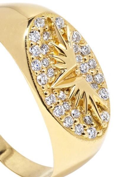 Shop Foundrae Baby Wings 18-karat Gold Diamond Signet Ring