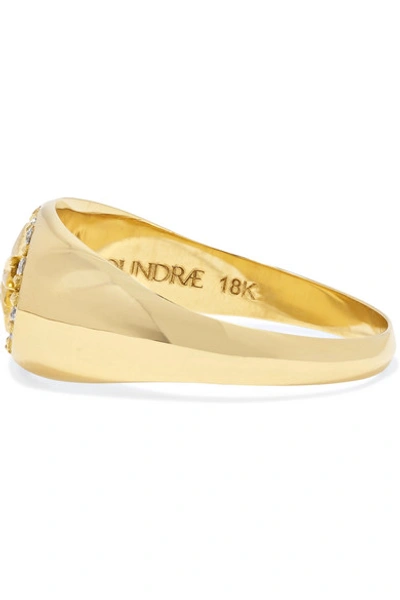 Shop Foundrae Baby Wings 18-karat Gold Diamond Signet Ring