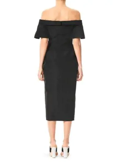 Shop Carolina Herrera Silk Off-the-shoulder Midi Dress In Black