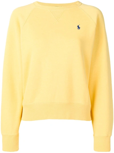 Shop Polo Ralph Lauren Embroidered Logo Sweatshirt - Yellow