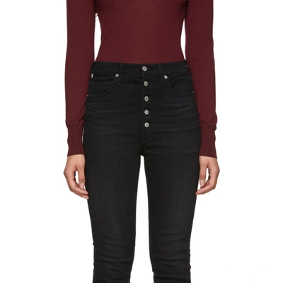 Shop Citizens Of Humanity Black Olivia High-rise Exposed Fly Jeans In Licorice