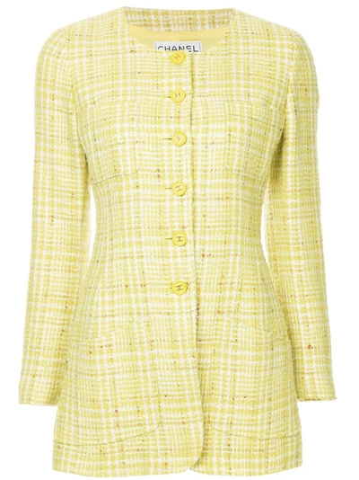 Pre-owned Chanel Vintage Long Sleeve Coat Jacket - Yellow