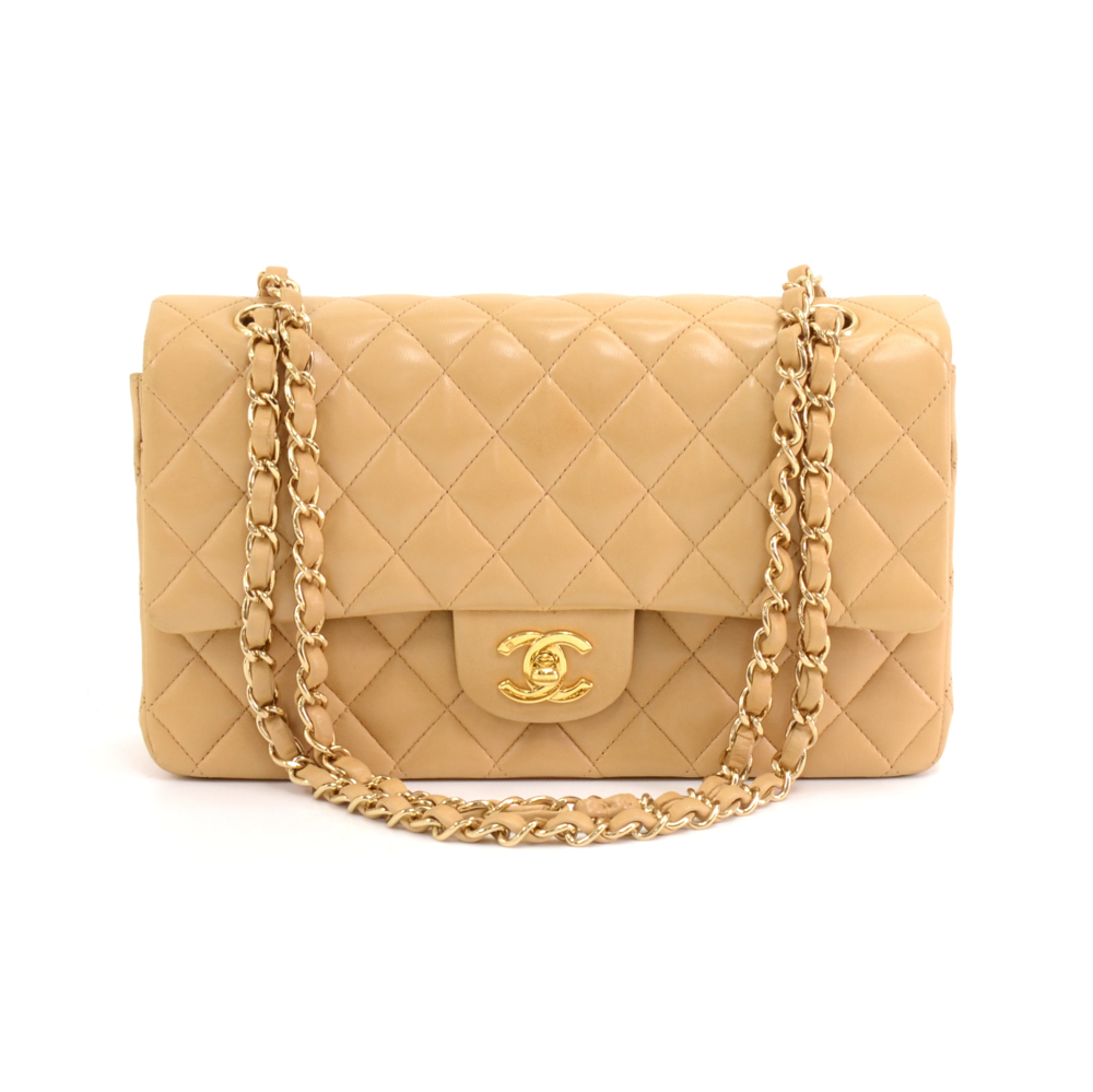 beige quilted bag