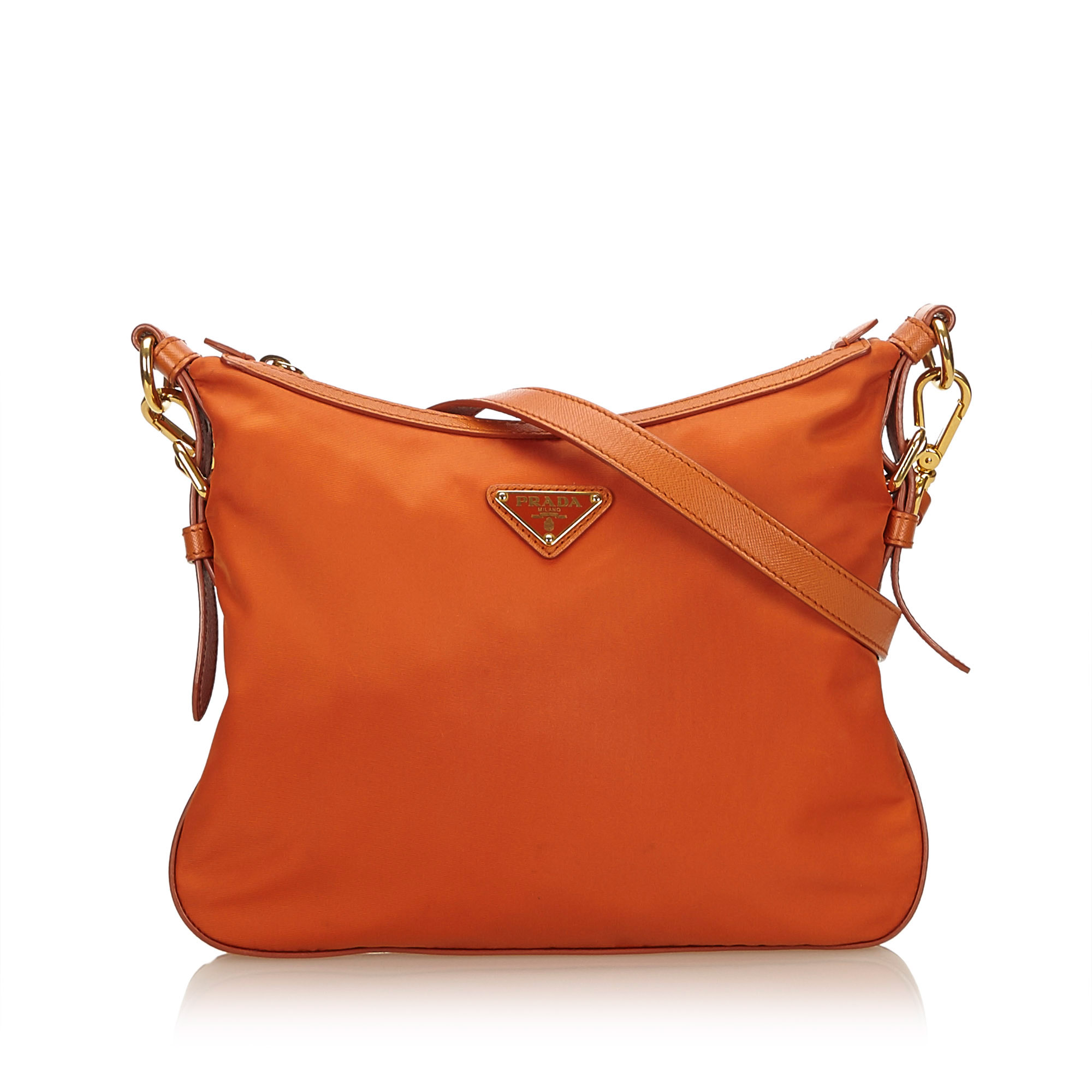 orange prada nylon bag