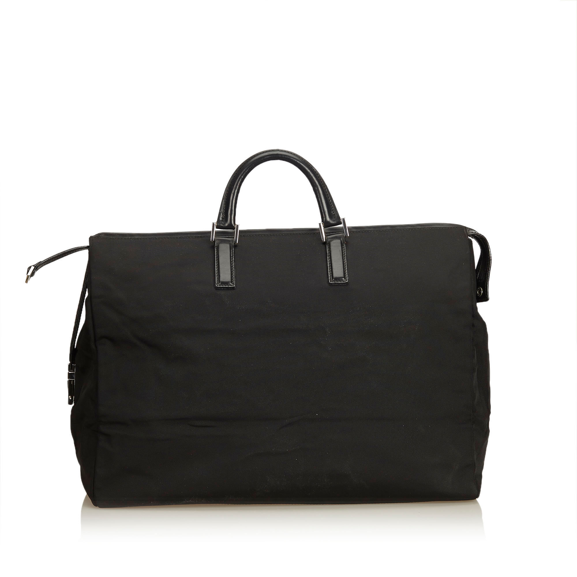 black nylon duffle bag