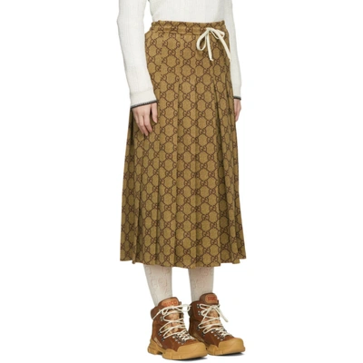 Shop Gucci Brown Pleated Gg Skirt In 2035 Vintag