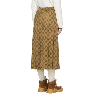 Shop Gucci Brown Pleated Gg Skirt In 2035 Vintag