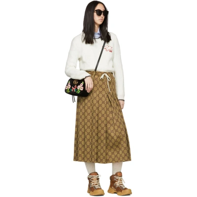 Shop Gucci Brown Pleated Gg Skirt In 2035 Vintag