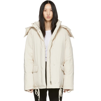 Shop Helmut Lang Off-white Down Puffer Jacket