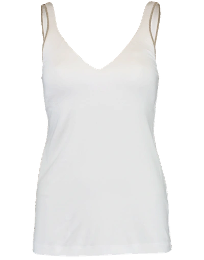 Shop Brunello Cucinelli Molded Cup Monili Strap Tank Top In White