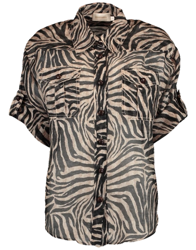 Shop Zimmermann Corsage Safari Shirt In Zebra