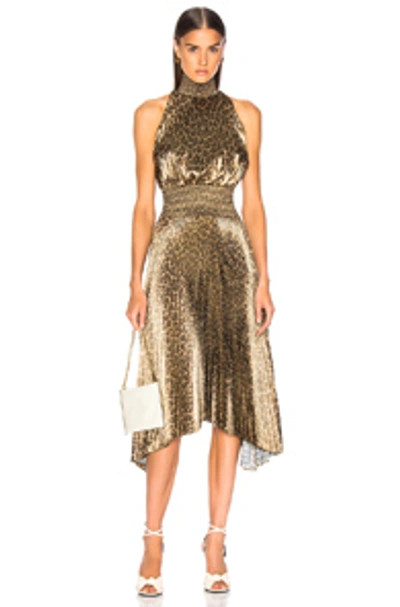 Shop A.l.c . Spotted Leopard Foil Renzo Dress In Metallic Gold