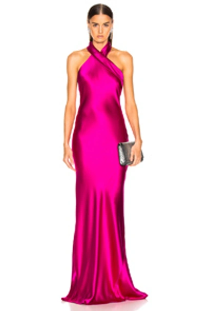 Shop Galvan Silk Pandora Dress In Pink In Fuchsia