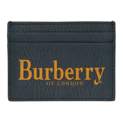Shop Burberry Blue Logo Sandon Card Holder In A1273 Storm