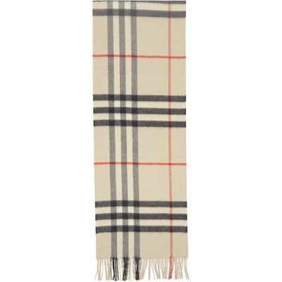 Shop Burberry Off-white Check The Classic Cashmere Scarf In 2501b Stone