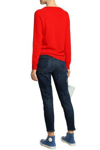 Shop Chinti & Parker Chinti And Parker Woman Intarsia Wool And Cashmere-blend Sweater Red