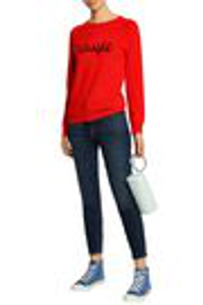 Shop Chinti & Parker Chinti And Parker Woman Intarsia Wool And Cashmere-blend Sweater Red